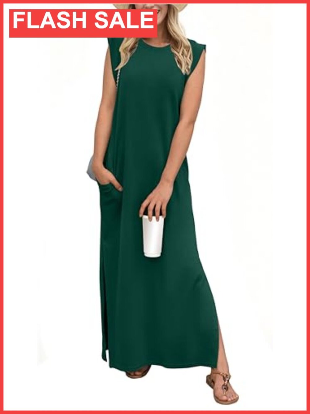 Women's Casual Maxi Dress with Pockets Wrinkle-Free Soft